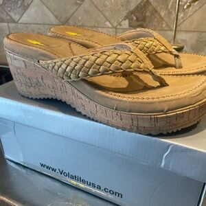 New Volatile Tan Wedge Sandals